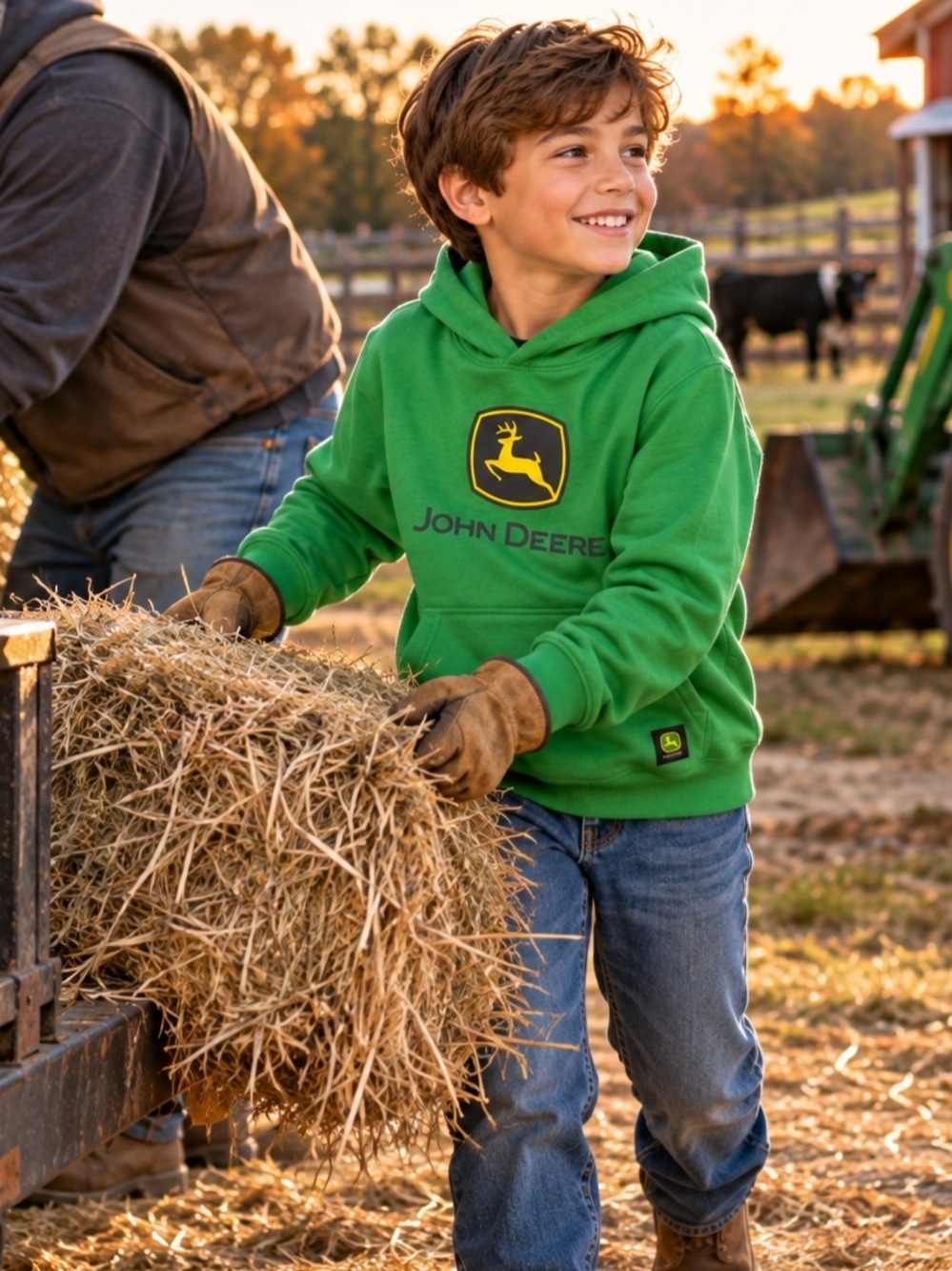 John Deere Green Hoodie w Pockets Boys Med 8